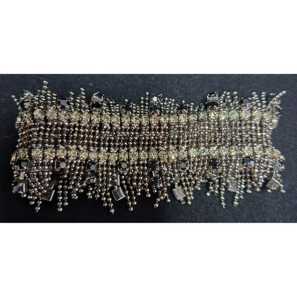 Lee Angel for Neiman Marcus Black, Grey Crystal Beaded Stretch Bracelet - Picture 6 of 7